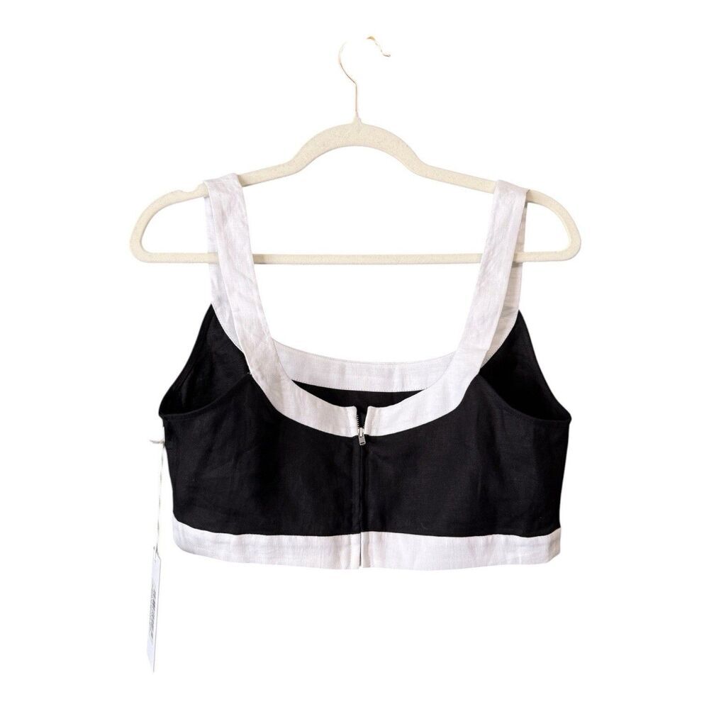 Reformation Robbie 100% Linen Bralette Black White Cropped Top Size 8 New - Picture 3 of 5